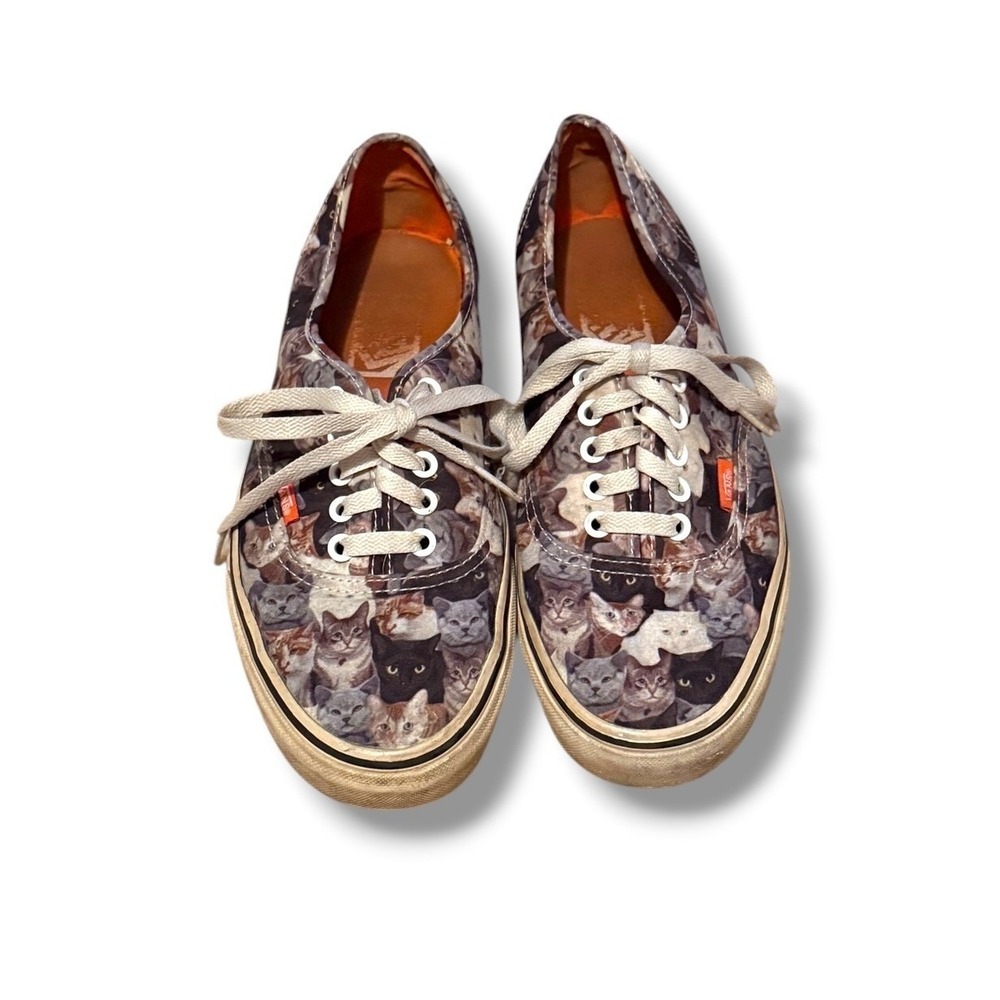 Vans ASPCA Cat Print Sneakers Mens 8.5 Womens 10 Multicolor Canvas Lace Up Shoes